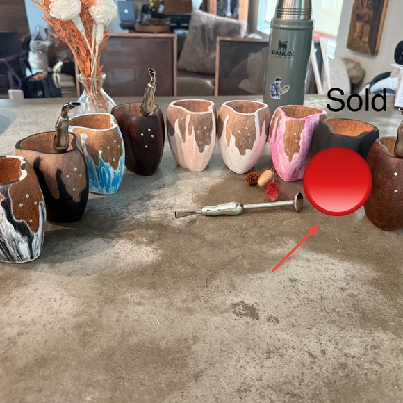 Handcrafted wood Mate- Black, Brown, Pink, and White choose hour color $each - Picture 3 of 3